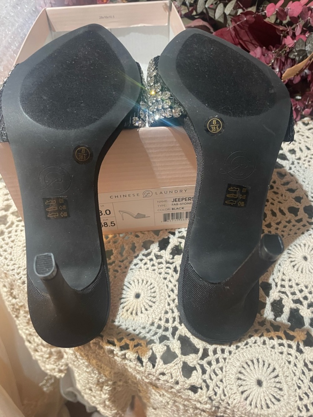 Jeep Black Rhinestone Slide Heels - Picture 5 of 6